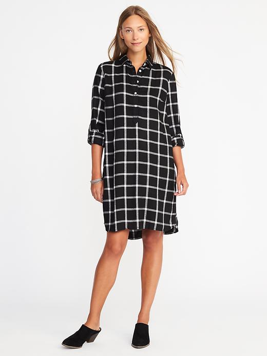 Image number 1 showing, Plaid Pullover Shirt Dress for Women