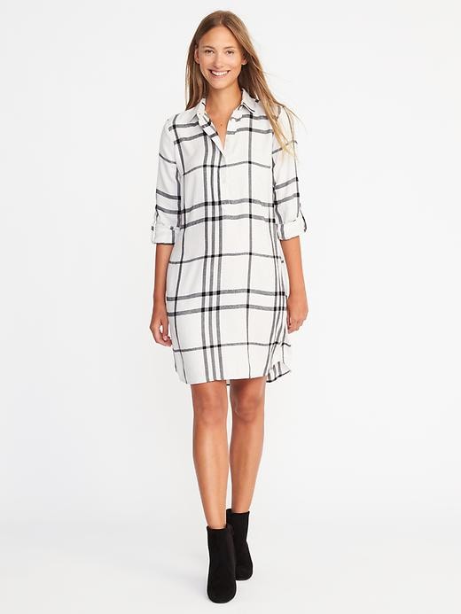 View large product image 1 of 2. Plaid Pullover Shirt Dress for Women