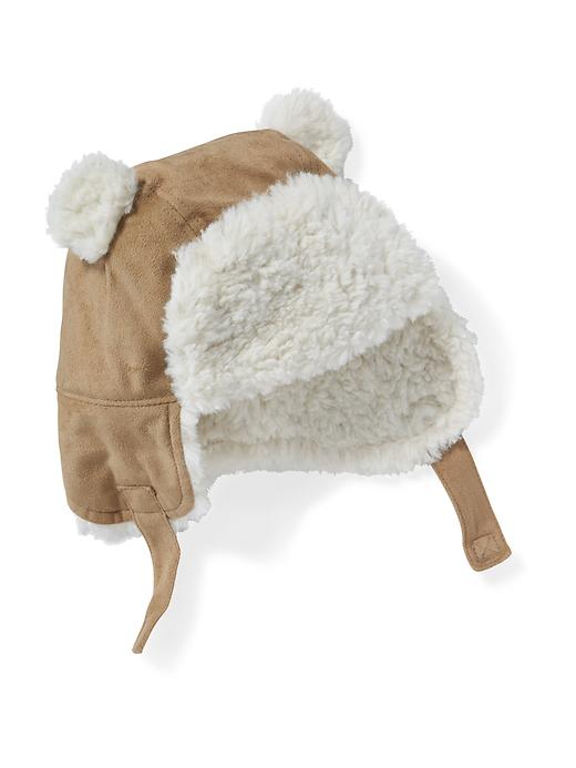 View large product image 1 of 1. Sueded Sherpa-Lined Trapper Hat for Baby