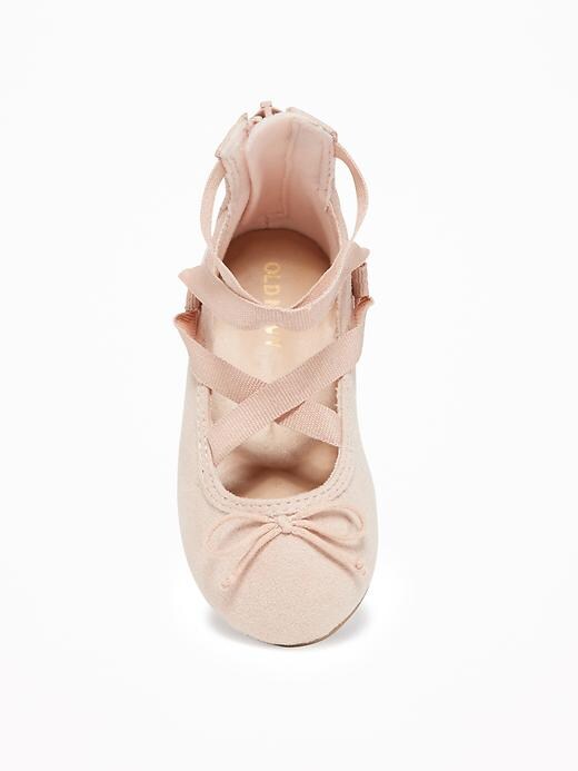 View large product image 2 of 4. Sueded Lace-Up Ballet Flats For Toddler Girls
