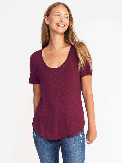 Image number 1 showing, Luxe Slub-Knit Tee for Women
