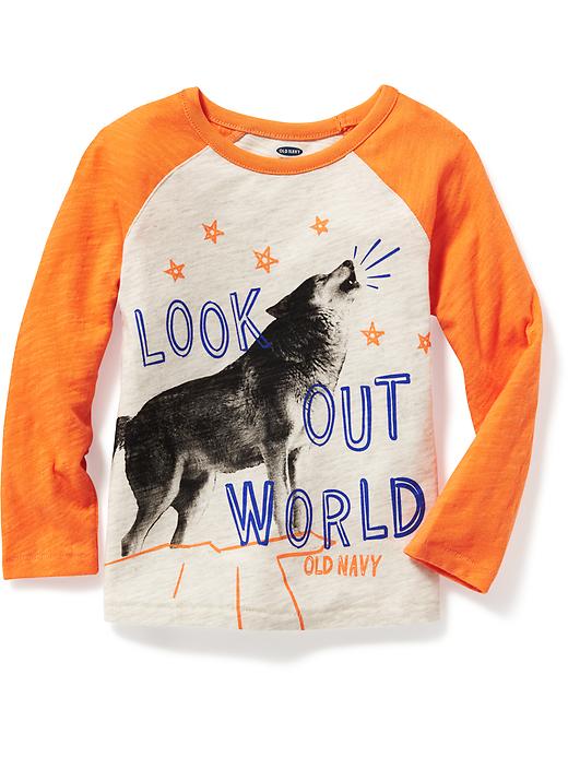 View large product image 1 of 1. Graphic Raglan-Sleeve Tee for Toddler Boys