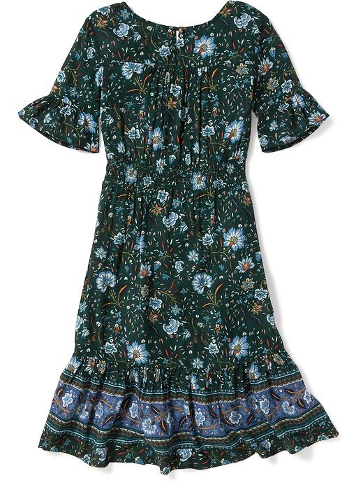 View large product image 2 of 3. Smocked-Waist Floral-Print Midi for Girls