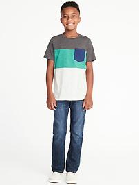 View large product image 3 of 3. Color-Blocked Slub-Knit Pocket Tee For Boys
