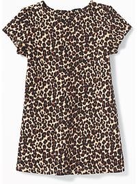 View large product image 3 of 3. Ponte-Knit Cheetah-Print Shift Dress for Toddler Girls