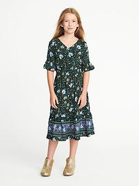 View large product image 3 of 3. Smocked-Waist Floral-Print Midi for Girls