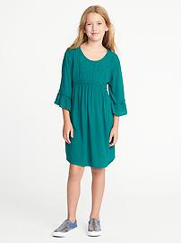 View large product image 3 of 3. Empire-Waist Crinkle-Gauze Dress for Girls
