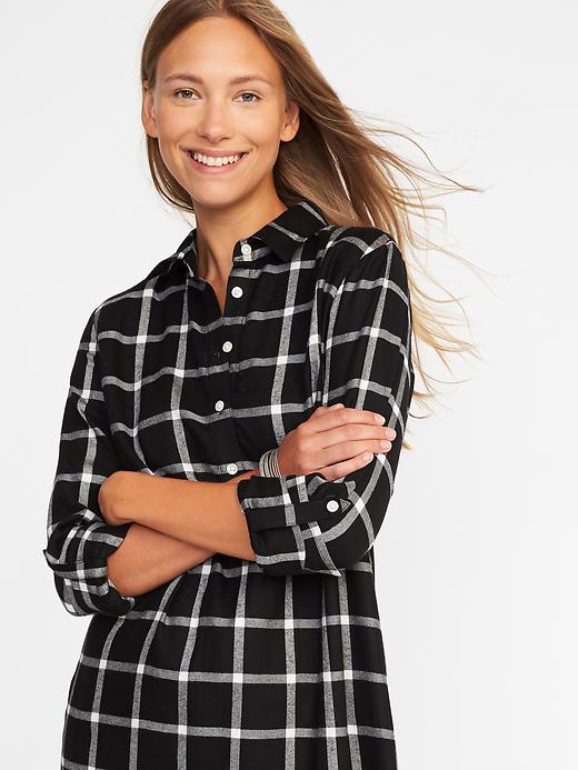 Image number 3 showing, Plaid Pullover Shirt Dress for Women