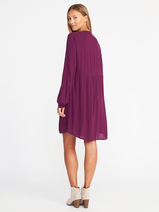 Image number 2 showing, Pintucked Crepe Swing Dress for Women