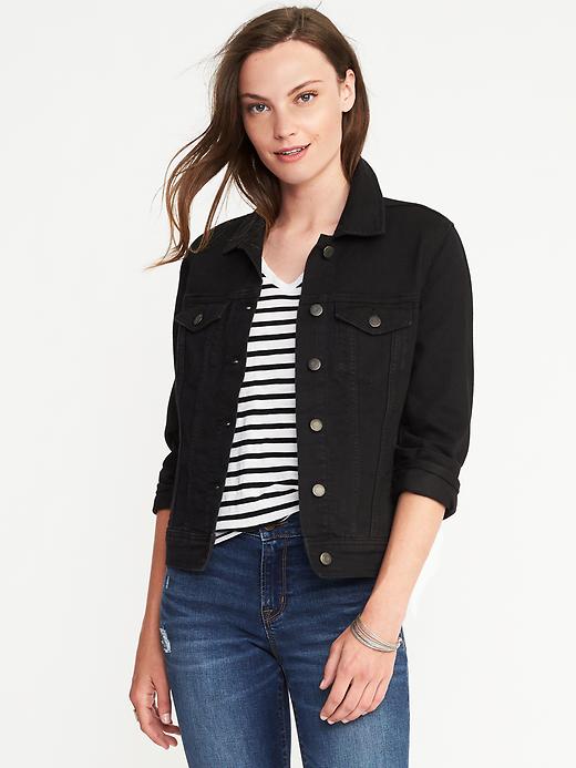 Image number 1 showing, Black Denim Jacket for Women