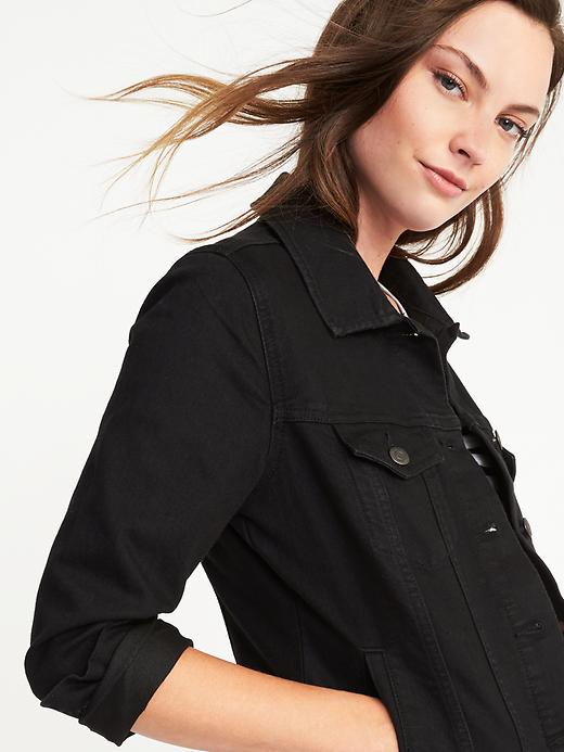 Image number 4 showing, Black Denim Jacket for Women