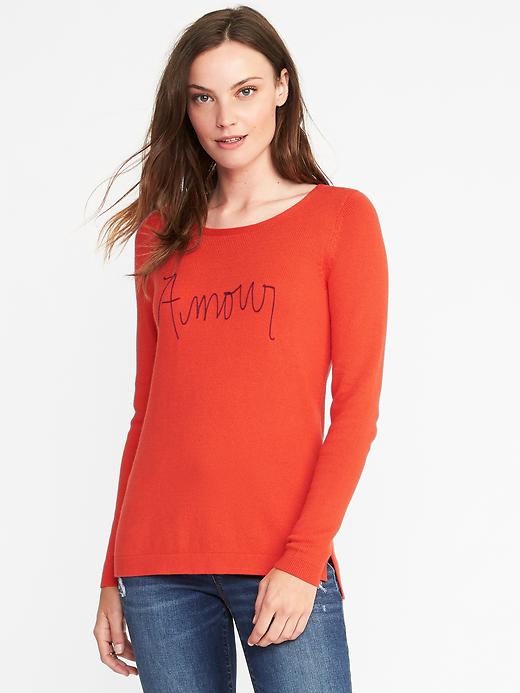 Image number 1 showing, Classic Graphic Crew-Neck Sweater for Women