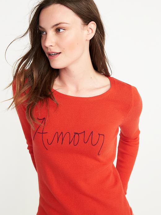 Image number 4 showing, Classic Graphic Crew-Neck Sweater for Women