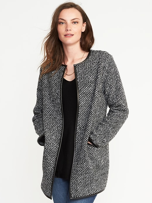 View large product image 1 of 1. Textured-Jacquard Cardi-Coat for Women