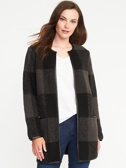 Image number 1 showing, Textured-Jacquard Cardi-Coat for Women