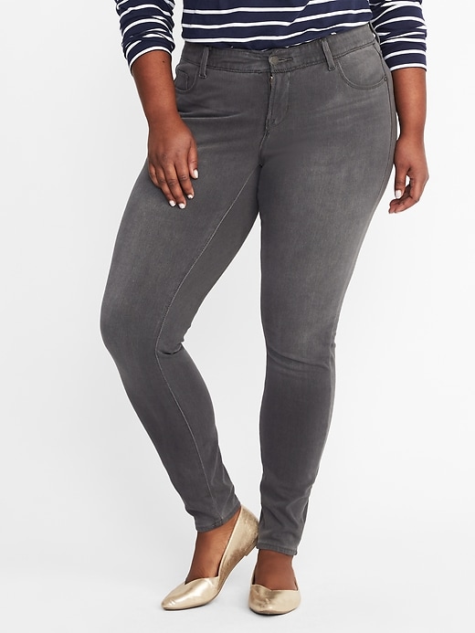 Image number 1 showing, High-Waisted Secret-Slim Pockets + Waistband Plus-Size Rockstar 24/7 Super Skinny Jeans