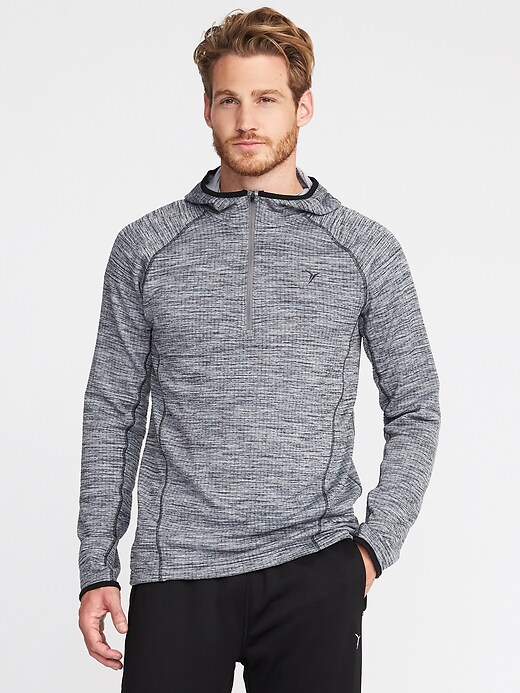 View large product image 1 of 1. Go-Warm Textured-Knit 1/2-Zip Hoodie for Men