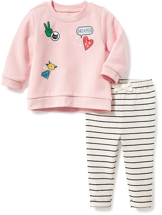View large product image 1 of 1. Graphic Sweatshirt & Patterned Leggings Set for Baby
