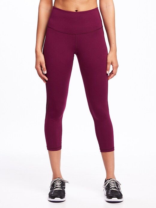 View large product image 1 of 3. High-Rise Mesh-Trim Compression Crops for Women