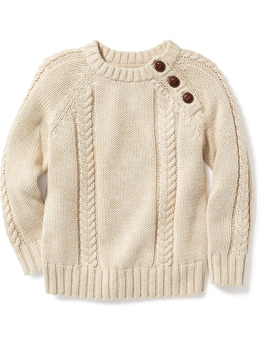 View large product image 1 of 2. Cable-Knit Shoulder-Button Sweater for Toddler Boys