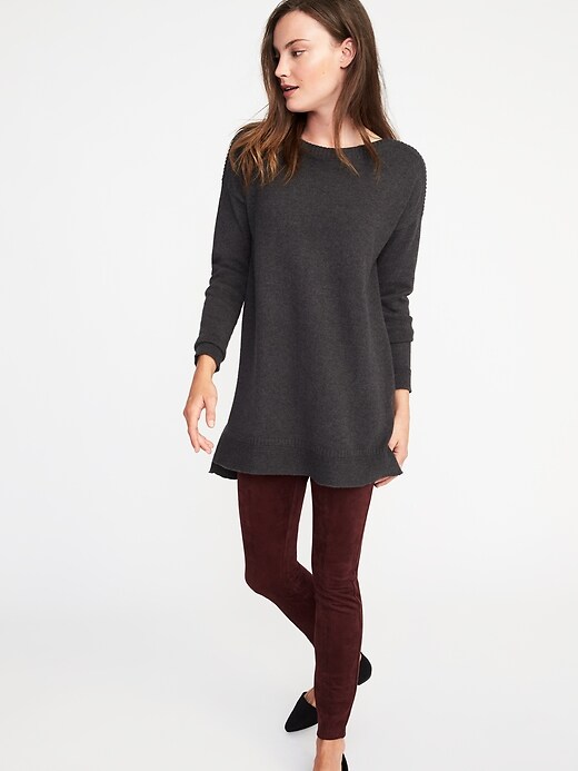 Image number 4 showing, Boat-Neck Tunic Sweater for Women