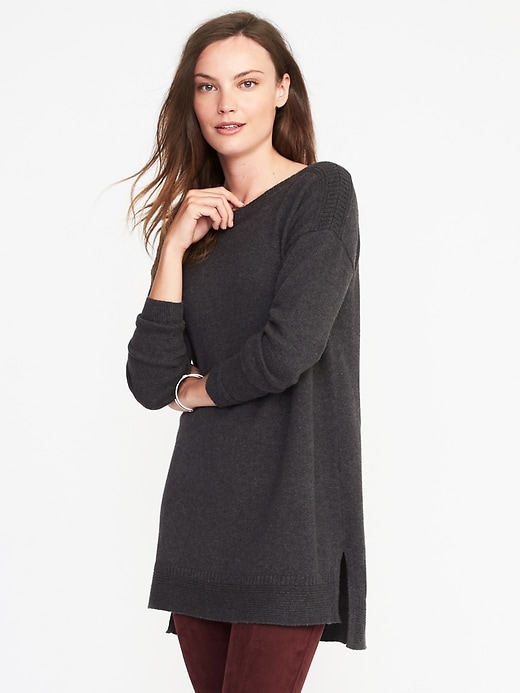 Image number 1 showing, Boat-Neck Tunic Sweater for Women