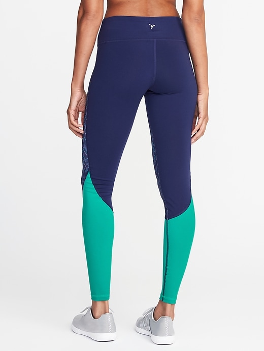 View large product image 2 of 3. Mid-Rise Print-Block Compression Leggings for Women