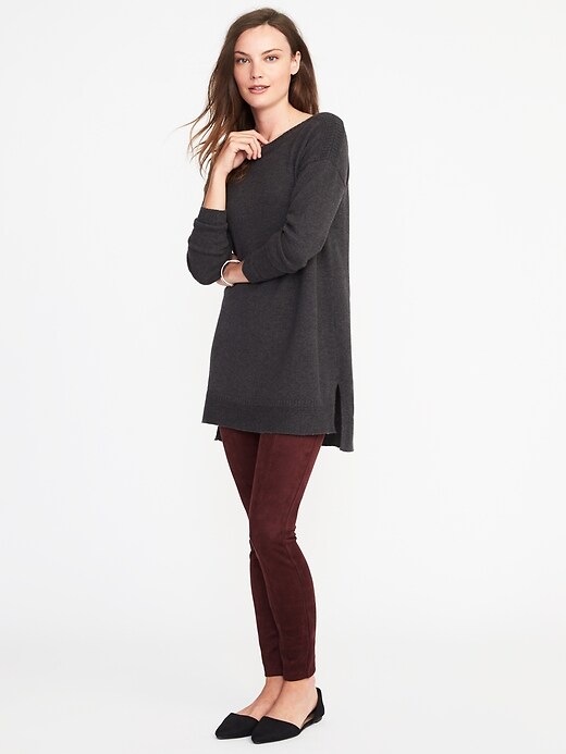 Image number 3 showing, Boat-Neck Tunic Sweater for Women