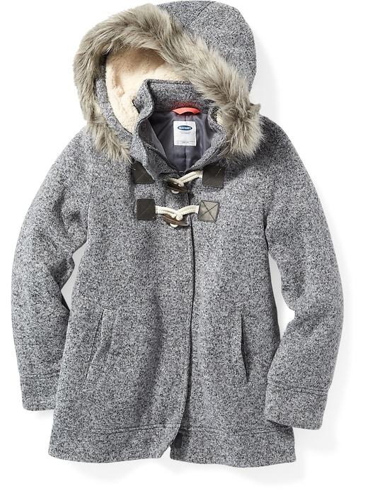 View large product image 1 of 1. Hooded Sweater-Fleece Toggle Coat for Girls