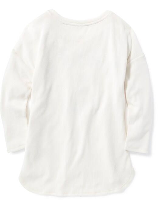 View large product image 2 of 2. Relaxed Graphic Hi-Lo Sweater-Knit Top for Girls