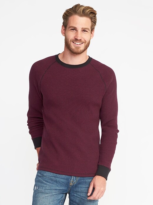 View large product image 1 of 1. Premium Waffle Long-Sleeve Tee for Men