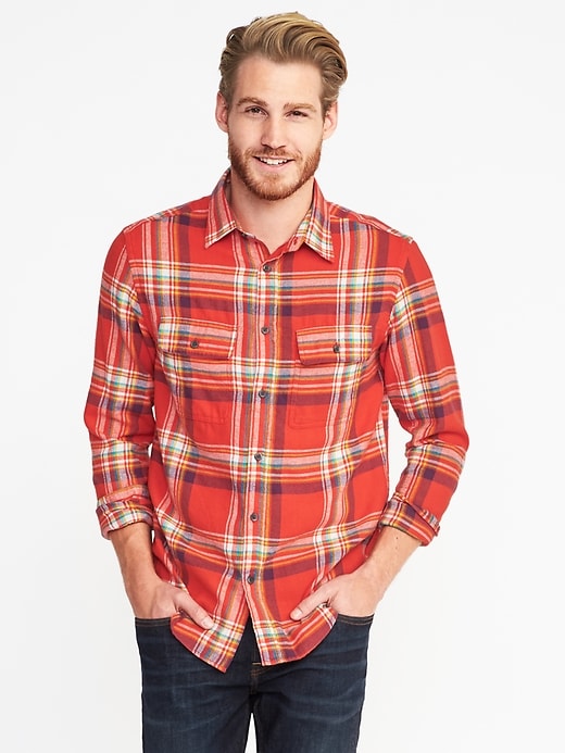 View large product image 1 of 1. Regular-Fit Built-In Flex Flannel Shirt for Men
