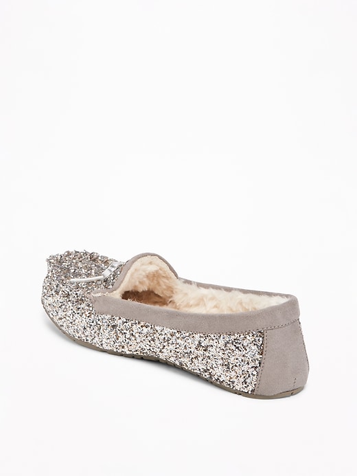 Image number 4 showing, Sherpa-Lined Glitter Moccasin Slippers for Women