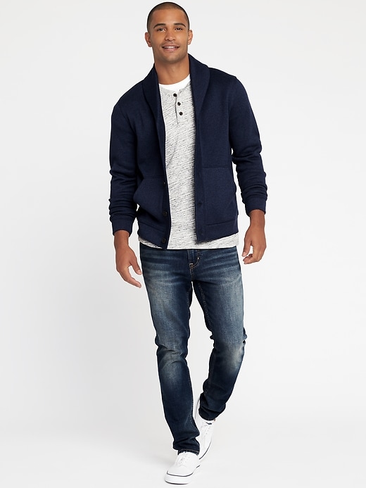 Image number 3 showing, Shawl-Collar Sweater-Knit Fleece Cardigan for Men