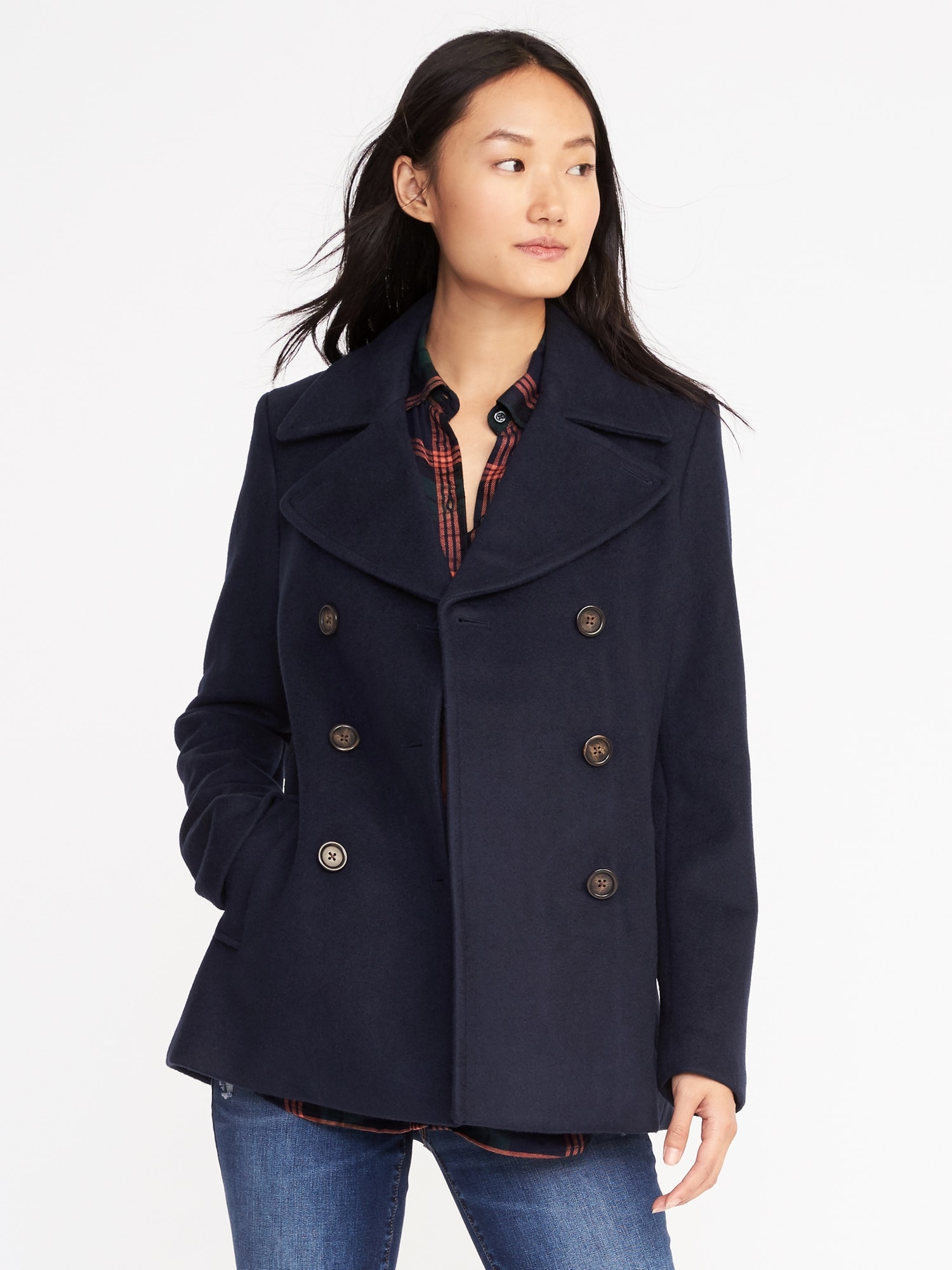 Women’S Navy Pea Coat | Han Coats