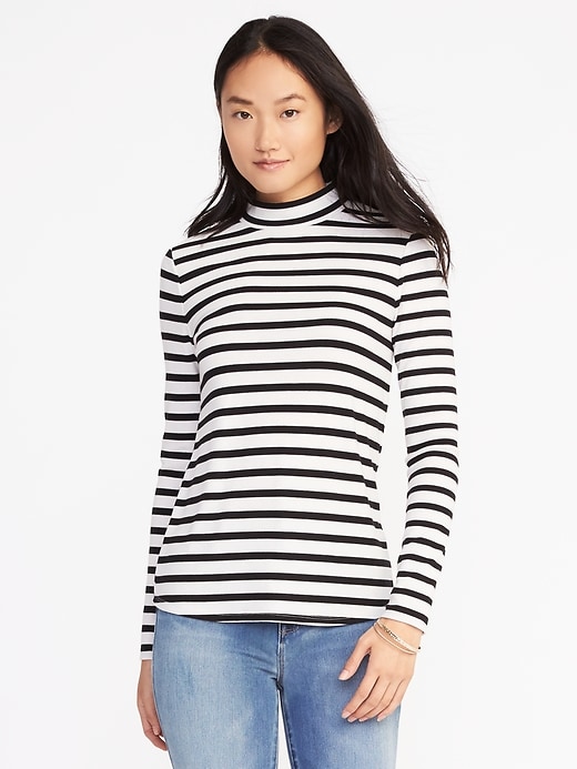 Image number 1 showing, Semi-Fitted Mock-Neck Top for Women