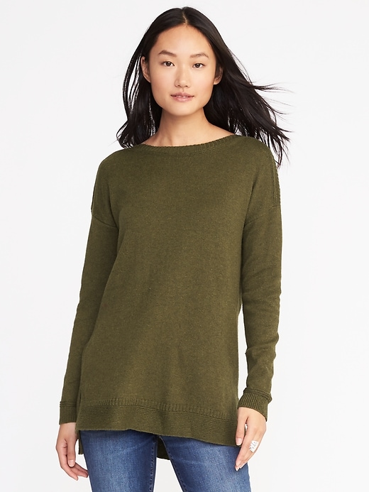 View large product image 1 of 1. Boat-Neck Tunic Sweater for Women