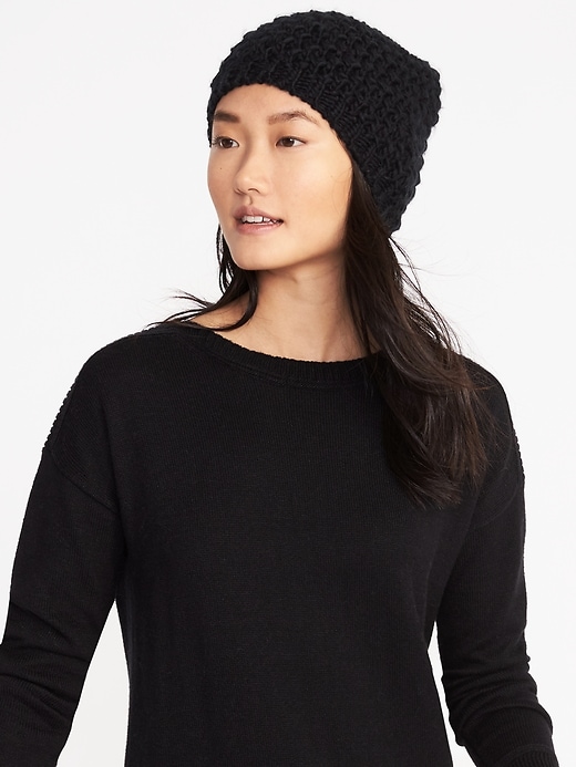 View large product image 1 of 2. Honeycomb-Knit Beanie for Women