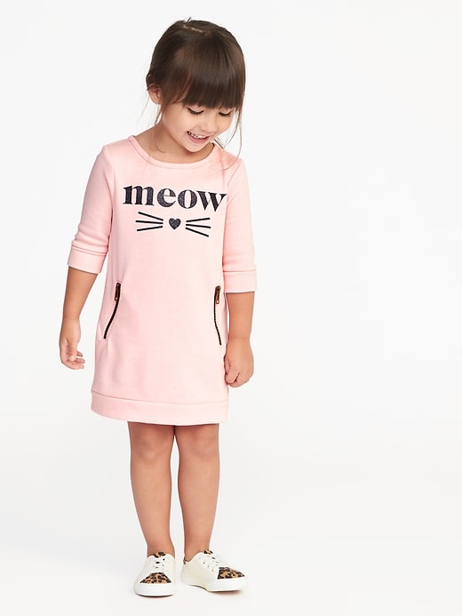 View large product image 1 of 3. Zip-Pocket French-Terry Dress for Toddler Girls