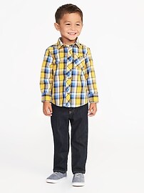 View large product image 3 of 4. Plaid Poplin Shirt for Toddler Boys