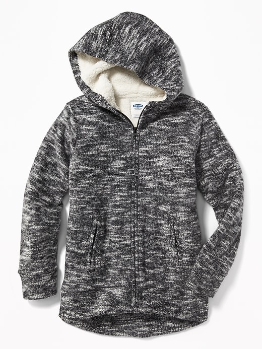 View large product image 1 of 1. Relaxed Sherpa-Lined Hoodie for Girls