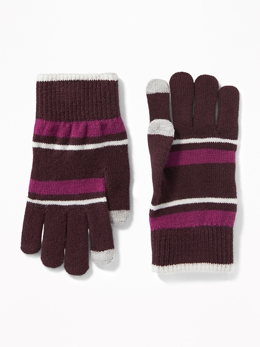 View large product image 1 of 1. Printed Text-Friendly Sweater Gloves for Women