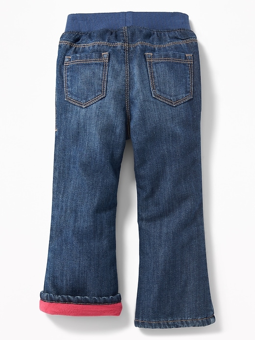 View large product image 2 of 2. Micro-Fleece-Lined Boot-Cut Jeans for Toddler Girls
