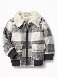 View large product image 4 of 4. Flannel Sherpa-Lined Bomber Jacket for Toddler Boys
