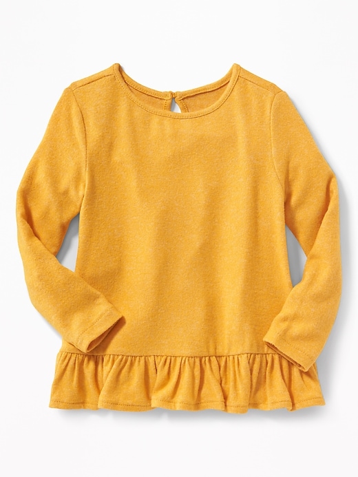 View large product image 1 of 1. Plush-Knit Ruffle-Hem Top for Toddler Girls