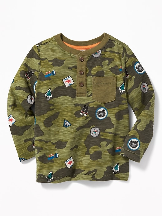 View large product image 1 of 2. Camo-Print Pocket Henley for Toddler Boys