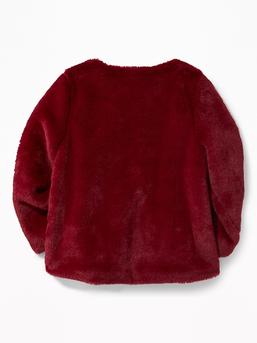 View large product image 2 of 4. Red Faux-Fur Coat for Toddler Girls