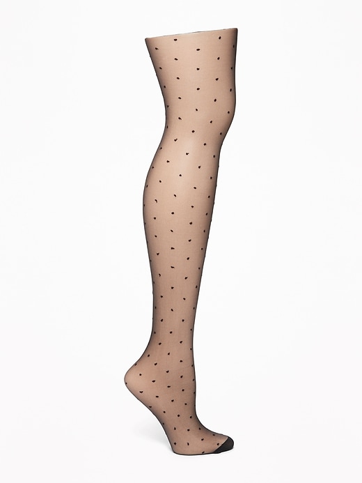 View large product image 1 of 1. Sheer Dot-Patterned Nylon Tights for Women
