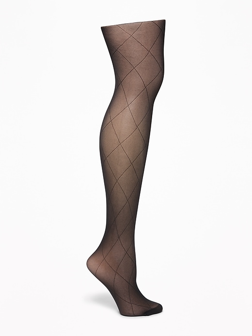 View large product image 1 of 1. Sheer Diamond-Patterned Tights for Women