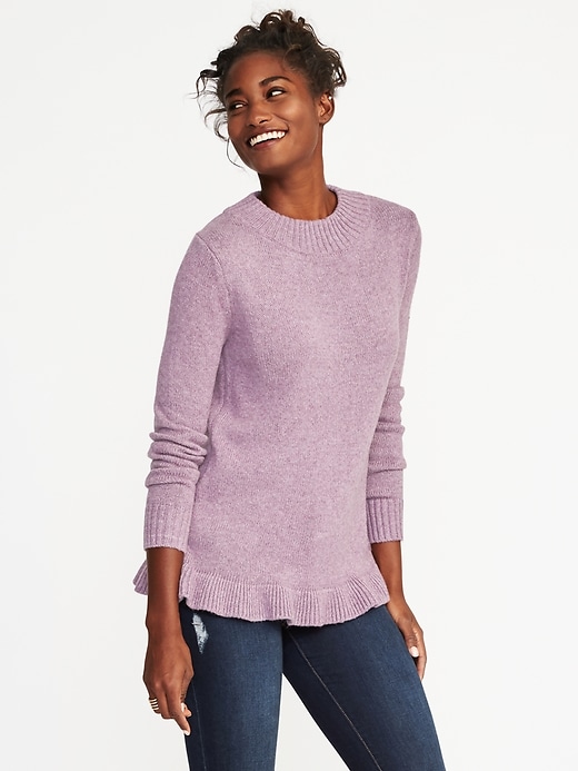 Image number 1 showing, Ruffle-Hem Sweater for Women